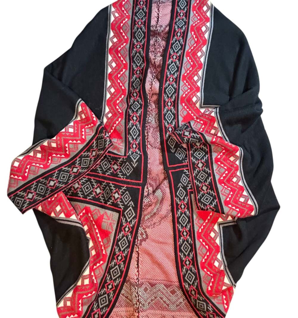 Flying Tomato Boho Southwestern Aztec Knit Kimono Cardigan S/M Style SW2320